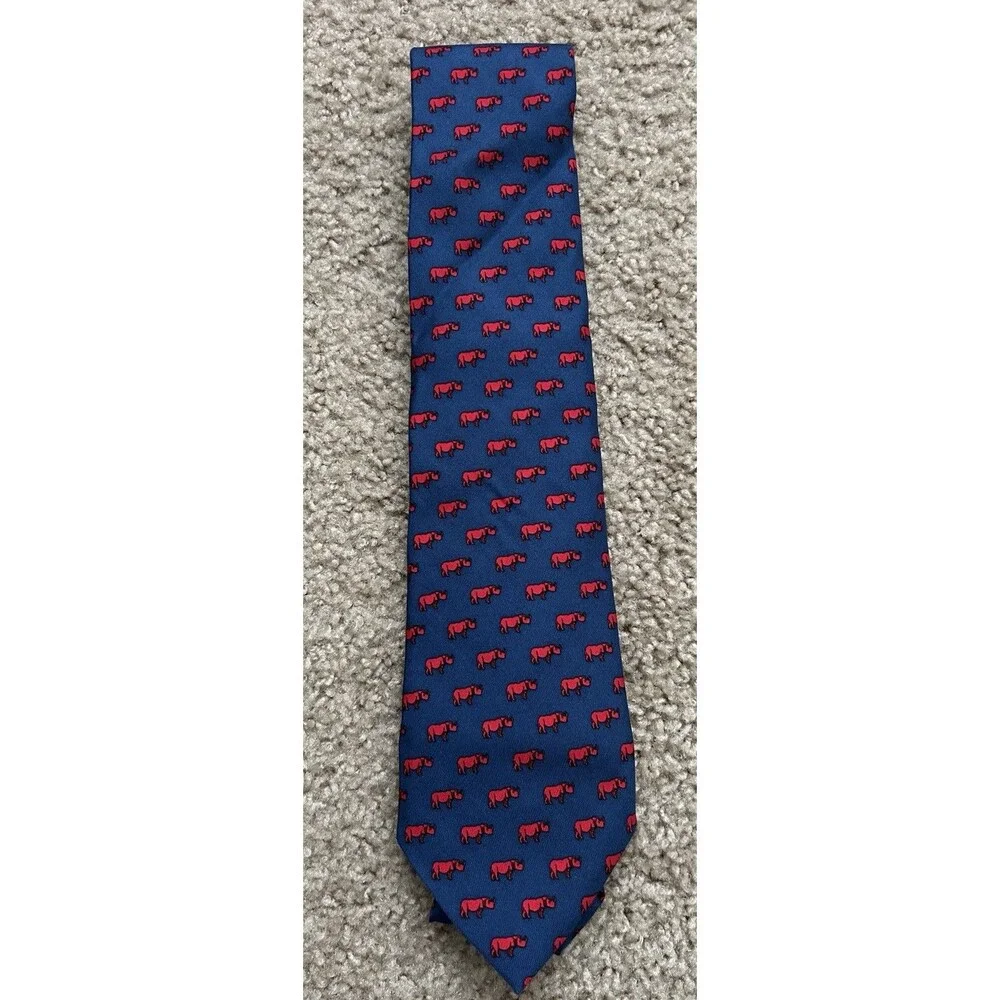 Taft School Rhinos Connecticut Tie Vineyard Vines Silk Made In USA 58” X 3.5”
